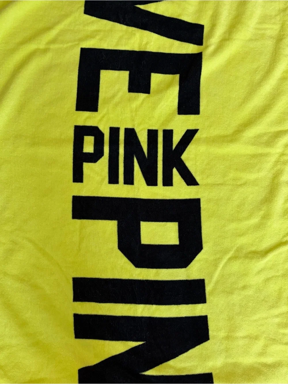 Victoria's Secret PINK Neon Yellow Beach Towel LOVE PINK 56